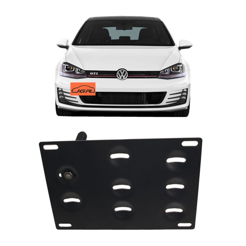 JGR Racing Car No Drill Tow Eye Front Bumper Tow Hole Hook License Plate Mount Bracket Holder Adapter Relocation Kit Compatible with 2015-up Volkswagen VW MK7 Golf GTI - Image 1